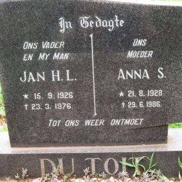 TOIT Jan H.L., du 1926-1976 &amp; Anna S. 1928-1986