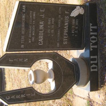 TOIT Stephanus F., du 1916-1993 &amp; Carolina J.E. 1921-1991
