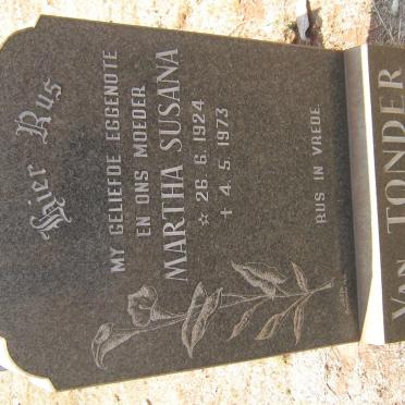 TONDER Martha Susana, van 1924-1973