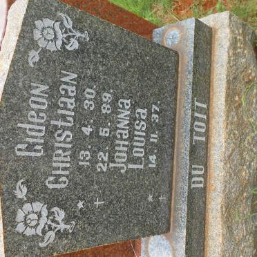 TOIT Gideon Christiaan, du 1930-1989 &amp; Johanna Louisa 1937-