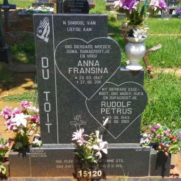 TOIT Rudolf Petrus, du 1943-2013 &amp; Anna Fransina 1947-2011