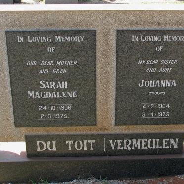 TOIT Sarah Magdalene, du 1906-1975 :: VERMEULEN Johanna 1904-1975