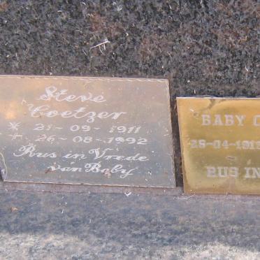 TOIT Daniel Johannes, du 1885-1959 &amp; Hermina Susanna 1889-1971 :: COETZER Steve 1911-1992 &amp; Baby 1913-2003