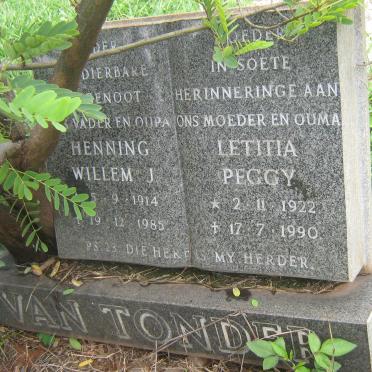 TONDER Henning Willem J., van 1914-1985 &amp; Letitia Peggy 1922-1990