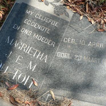 TOIT Magrietha J.E.M., du 1916-1963