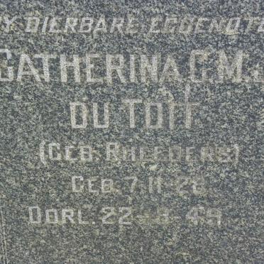 TOIT Catherina G.M.J., du nee RHEEDERS 1928-1949