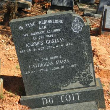 TOIT Andries Gustaaf, du 1902-1960 &amp; Catharina Maria KRUGER 1905-1988