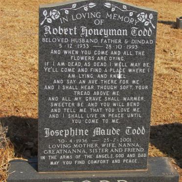 TODD Robert Honeyman 1933-1993 &amp; Josephine Maude 1936-2001