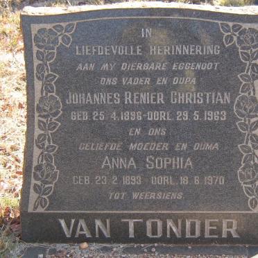 TONDER Johannes Renier Christian, van 1896-1963 &amp; Anna Sophia 1893-1970