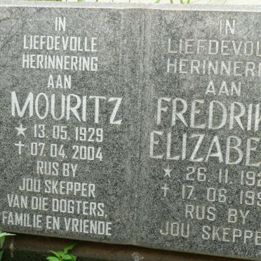 TROMP Mouritz, van 1929-2004 &amp; Fredrika Elizabeth 1927-1990
