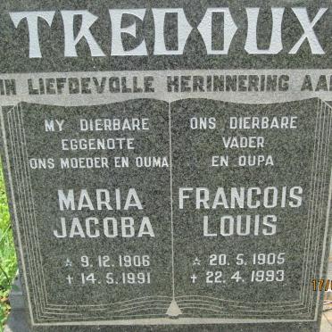 TREDOUX Francois Louis 1905-1993 &amp; Maria Jacoba 1906-1991