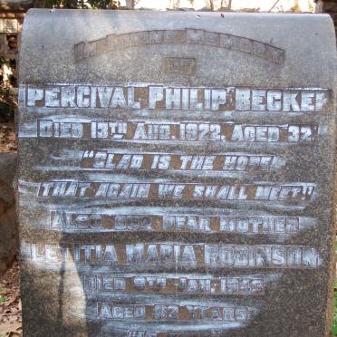 BECKER Percival Philip -1922 :: ROBINSON Letitia Maria -1943