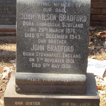 BRADFORD John Wilson 1876-1943 :: BRADFORD Avice Clarice 1900-1970 :: BRADFORD John 1901-1959 :: BRADFORD Samuel 1911-1975