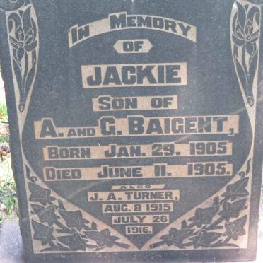 BAIGENT Jackie 1905-1905 :: TURNER J.A. 1915-1916
