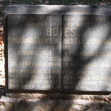 BOTES Sybrand Louwrens 1921-1941 :: BOTES Hester Johanna 1925-1941