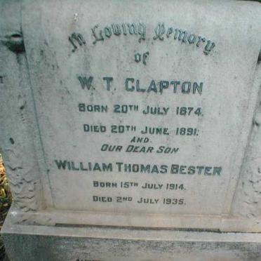 CLAPTON W.T. 1874-1891 :: CLAPTON William Thomas Bester 1914-1935