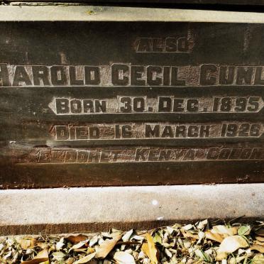 CUNLIFFE Harold Cecil 1895-1926