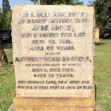 CROLE Anthony Charles -1929 & Jane - 1919