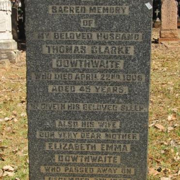 DOWNTHWAITE Thomas Clarke -1906 &amp; Elizabeth Emma -1940