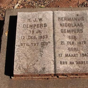 DEMPERS Hermanus Nicolaas 1875-1942 &amp; H.J.W. -1953
