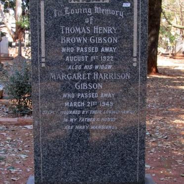 GIBSON Thomas Henry Brown -1922 &amp; Margaret Harrison -1949