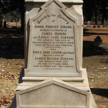 GIBSON Annie Forrest -1889 :: GIBSON Emily Jane nee WEBB -1896