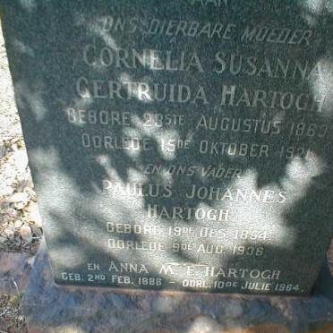 HARTOGH Paulus Johannes 1854-1936 &amp; Cornelia Susannah Gertruida 1854-1936 :: HARTOGH Anna M.E. 1880-1964