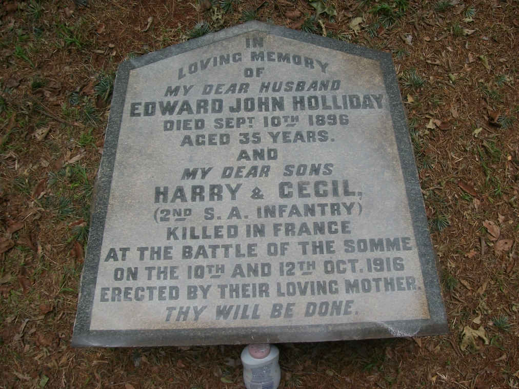 HOLLIDAY Edward John -1896 :: HOLLIDAY Harry -1916 :: HOLLIDAY Cecil -1916