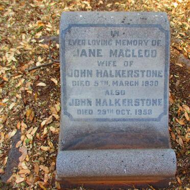 HALKERSTONE John -1958 & Jane MACLEOD -1930