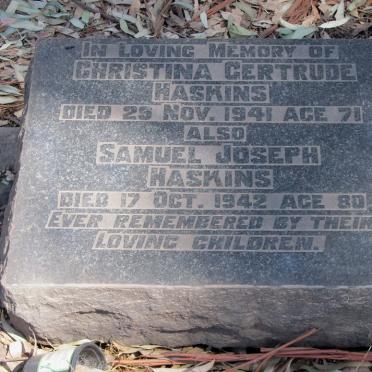 HASKINS Samuel Joseph -1942 &amp; Christina Gertrude -1941