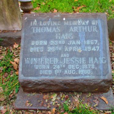 HAIG Thomas Arthur 1867-1947 &amp; Winnifred Jessie 1878-1960