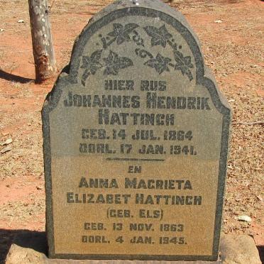 HATTINGH Johannes Hendrik 1864-1941 &amp; Anna Magrieta Elizabet ELS 1863-1945