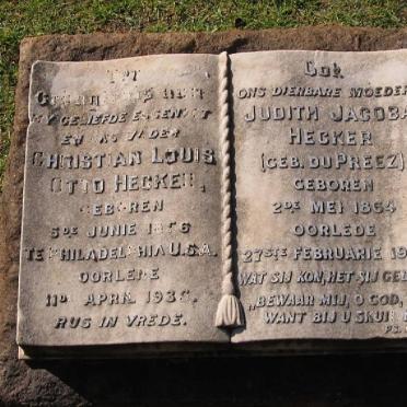 HECKER Christian Louis Otto 1856-1936 &amp; Judith Jacoba DU PREEZ 1864-1944