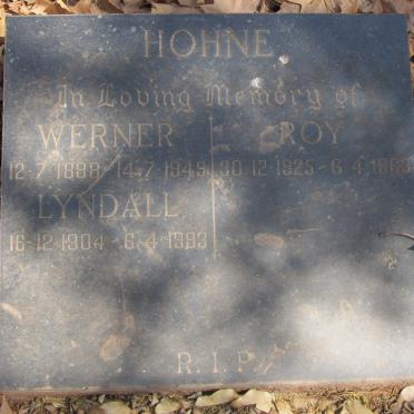 HOHNE Werner 1888-1949 &amp; Lyndall 1904-1983 :: HOHNE Roy 1925-1963