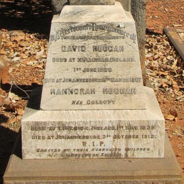 HOGGAN David 1828-1907 &amp; Hannorah COLLOPY 1835-1912