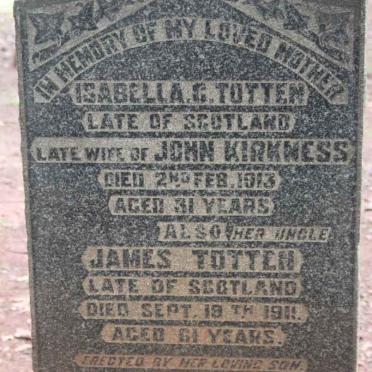 KIRKNESS Isabella C. TOTTEN -1913 :: TOTTEN James -1911