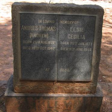 KLEM Andries Thomas 1872-1947 &amp; Elsie Cecilia 1877-1963