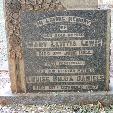 LEWIS Mary Letitia -1954 :: DANIELS Louise Hilda -1967