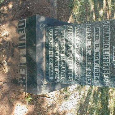 LIEBENBERG Johanna 1884-1902 :: DE VILLIERS Johanna nee PIENAAR 1852-1914