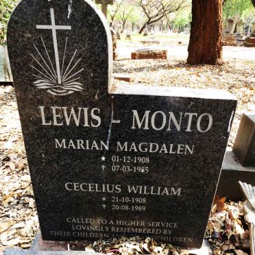 MONTO Cecelius William, LEWIS 1908-1989 &amp; Marian Magdalen 1908-1995