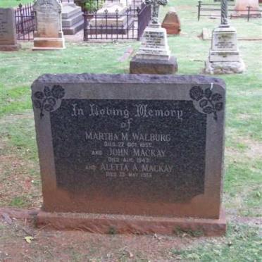MACKAY John -1943 :: MACKAY  Aletta -1955 :: WALBURG Martha M.  -1955