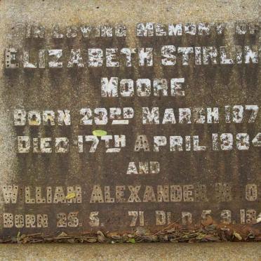 MOORE William Alexander 1871-1943 &amp; Elizabeth Stirling 1878-1934