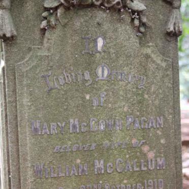 McCALLUM Mary McGown Pagan -1910