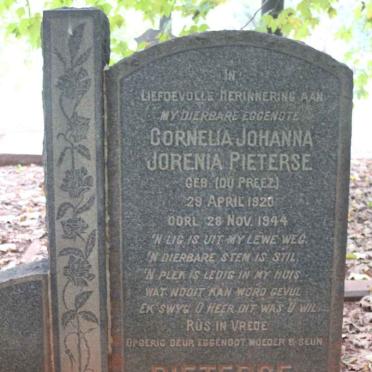 PIETERSE Cornelia Johanna Jorena nee DU PREEZ 1920-1944