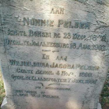 PELSER Nonnie 1889-1903 :: PELSER Wilhelmina Jacoba 1899-1900