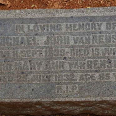 RENSBURG Michael John, van 1839-1904 &amp; Mary Ann -1932