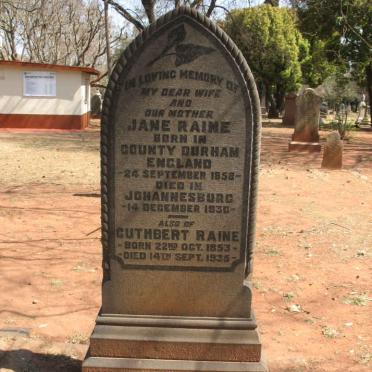 RAINE Cuthbert 1853-1935 &amp; Jane 1858-1930