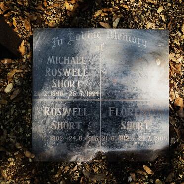 SHORT Roswell 1902-1968 & Florentia 1912-1968 :: SHORT Michael Roswell 1946-1984