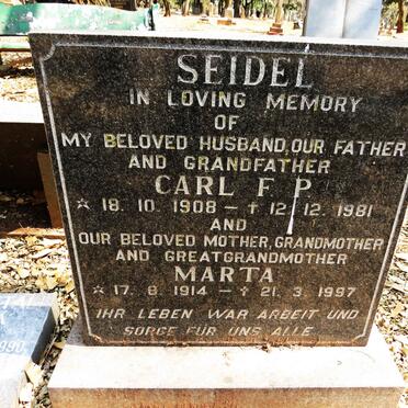 SEIDEL Carl F.P. 1908-1981 &amp; Marta 1914-1997