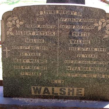 WALSHE Albert Patrick -1909 &amp; Mary -1926 :: WALSHE Bertie -1949 &amp; Myra Nora -1950